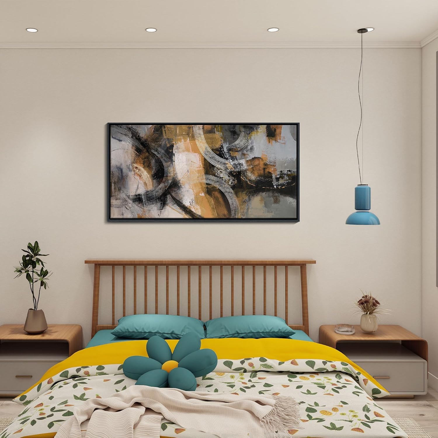 lianyibo Vintage Yayoi Kusama łąki plakaty, japońska sztuka ścienna, abstrakcyjny krajobraz obraz na płótnie, dekoracja domu (50x100/bezramowe)