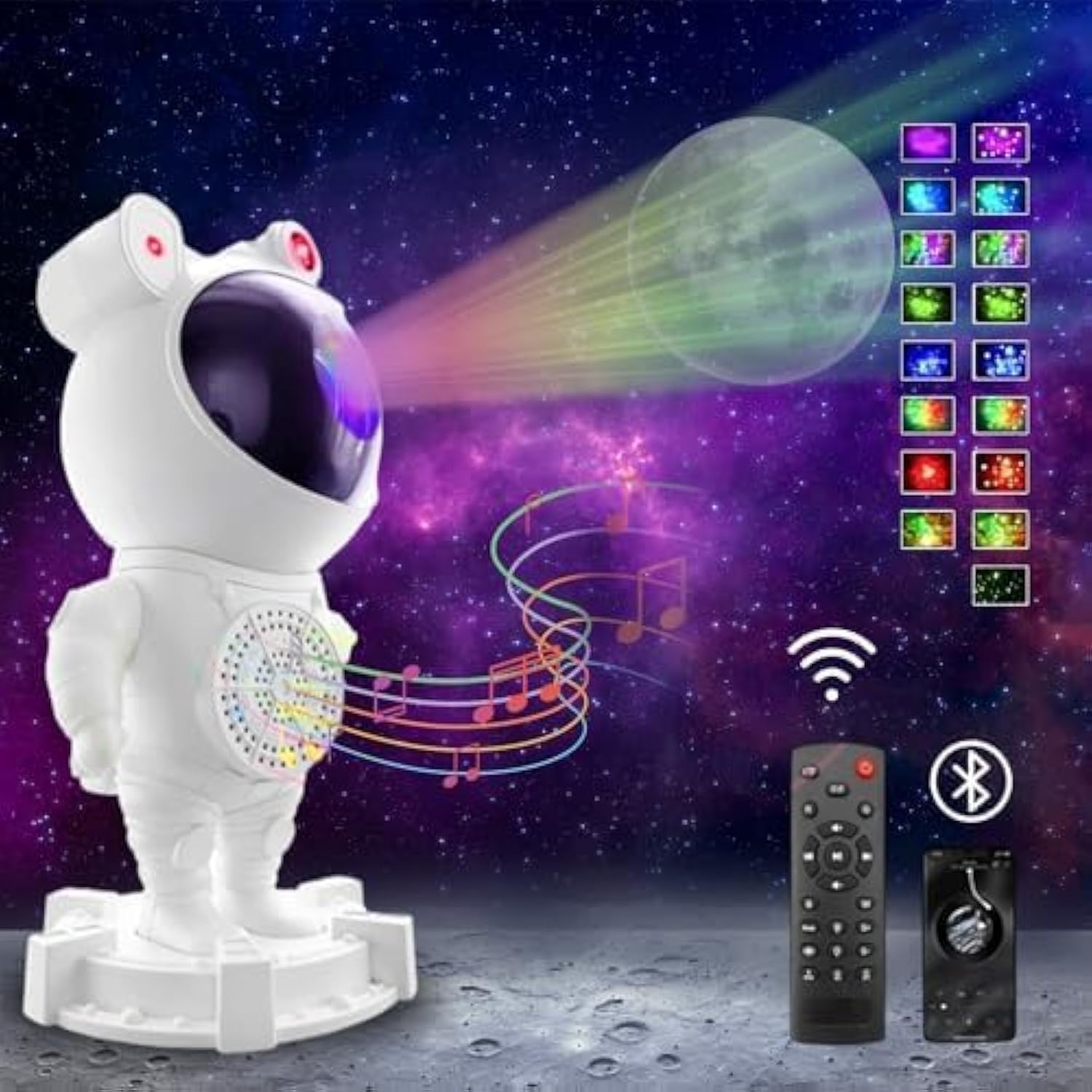 Astronaut Galaxy Projector Night Light with Music Bluetooth Speaker, Timer and Remote Control, 360°Adjustable Design, Nebula Starry Sky Moon Projection for Kids Bedroom Gaming Room Party Gifts
