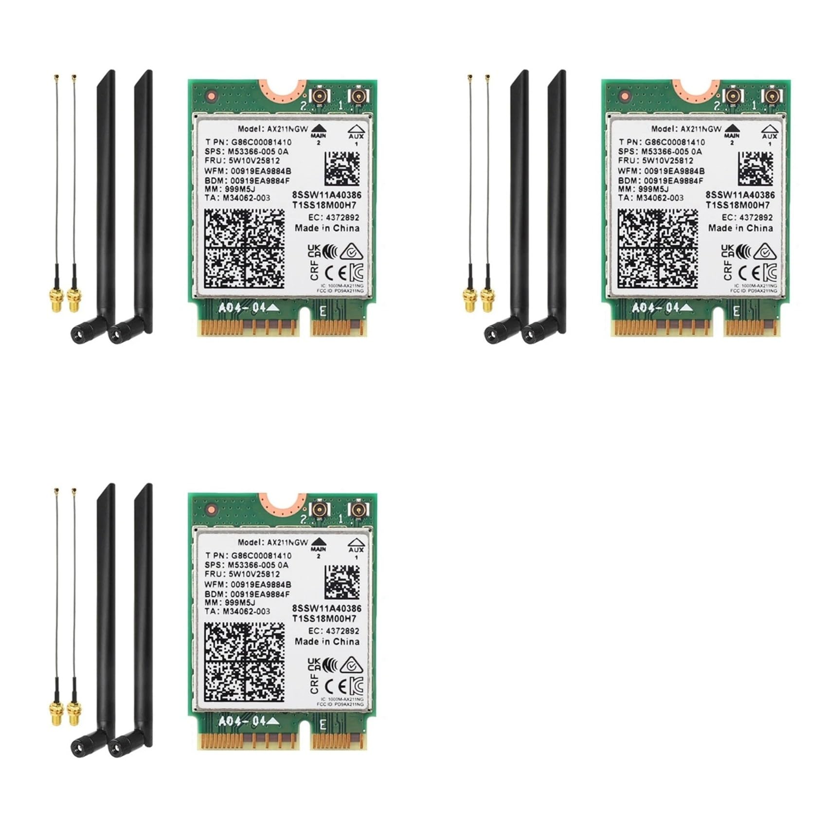 3X AX211NGW Scheda WiFi di Rete Wireless WiFi 6E Tri Band 2.4G/5G/6Ghz Bluetooth 5.3 Scheda Wireless AX211 M.2 CNVio WiFi