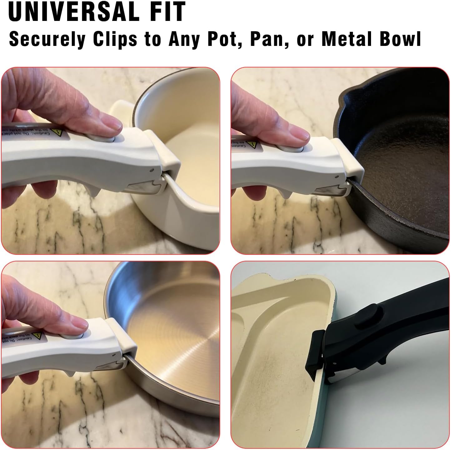 Removable Handles, Detachable Handle for Pans & Cookware – Universal Pot Handle Replacement Suitable for All Cookware (Cream White)
