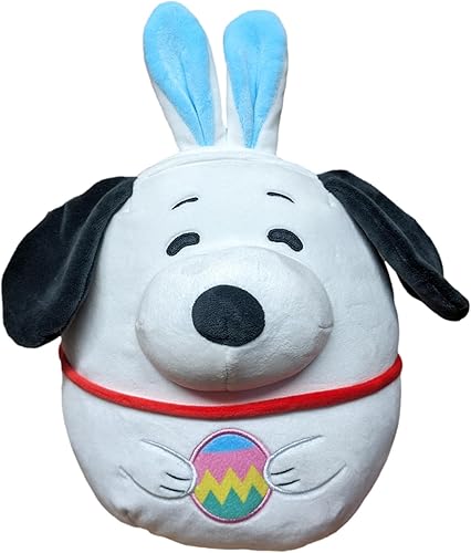 Squishmallow Peluche Kellytoy oficial de Snoopy and Woodstock Escuadrón de Pascua Squishy Animal de peluche suave (Snoopy 8 pulgadas con huevo de