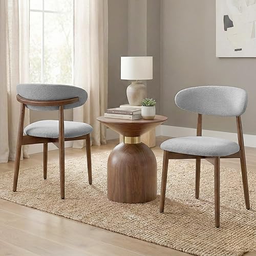 Miniatura 23 de Juego de 4 sillas de comedor, sillas de comedor tapizadas de estilo granja, sillas de cocina modernas de tela con pata de madera maciza, beige