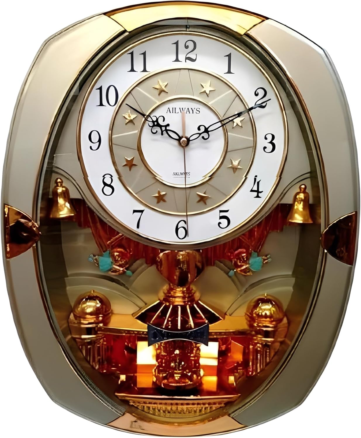 ICE Armor 18" H Golden Color Classic Rotating Pendulum Wall Clock Decorative Wall Timepiece Adds Timeless Charm to Any Room Unique Gift Idea