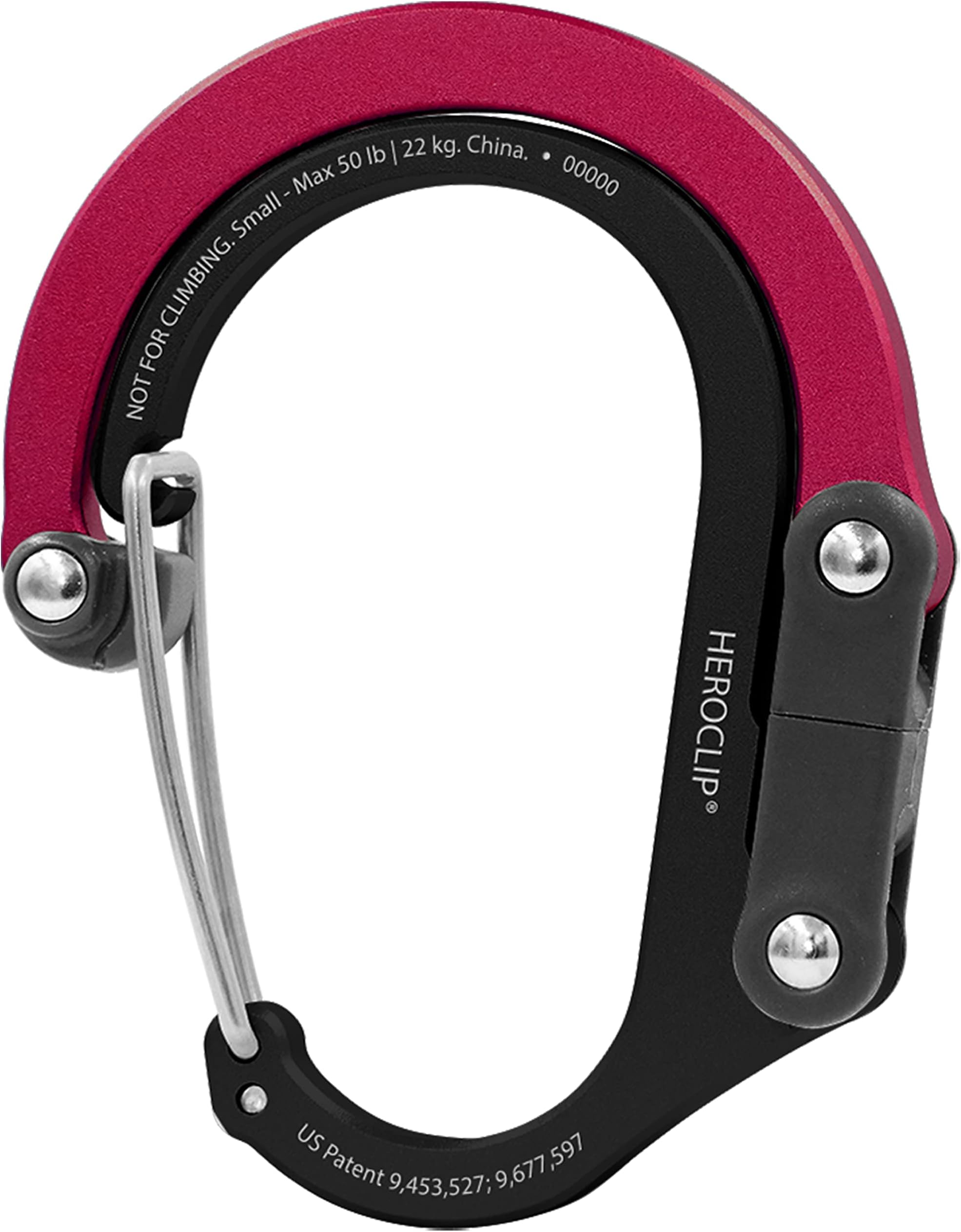 HEROCLIP (Small) Carabiner Gear Clip and Hook, for Hanging Bags, Purses, Lanterns, Strollers, Tools, Helmets, Water Bottles, and More