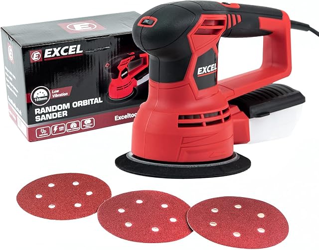 Excel 150mm Random Orbital Sander 450W/240V ~ 50Hz with Dust Box & Sanding Sheets - Variable Speed 12000RPM - 6 Adjustable Speed - Electric Sander - Ideal for Wood, Metal & Plastic