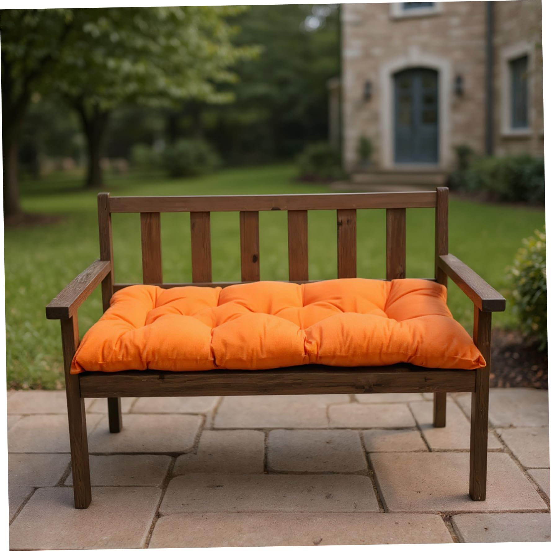Cuscino per panca da 119 x 50 cm, morbido, impermeabile, spesso, per mobili da esterni, per sedie a sdraio, mobili da giardino, patio, divanetto, arancione