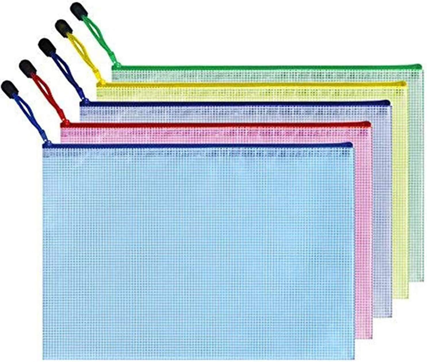 Ofilon Zipper Envelope Pouch, Pack of 5, 5 Colors Water-resistant PVC Zippered File Bags for Women, Men Organizer Office Document, Bill, Pen, Memo, Cosmetics, Toys, Travel Accessories (A3 16.9" x 12")