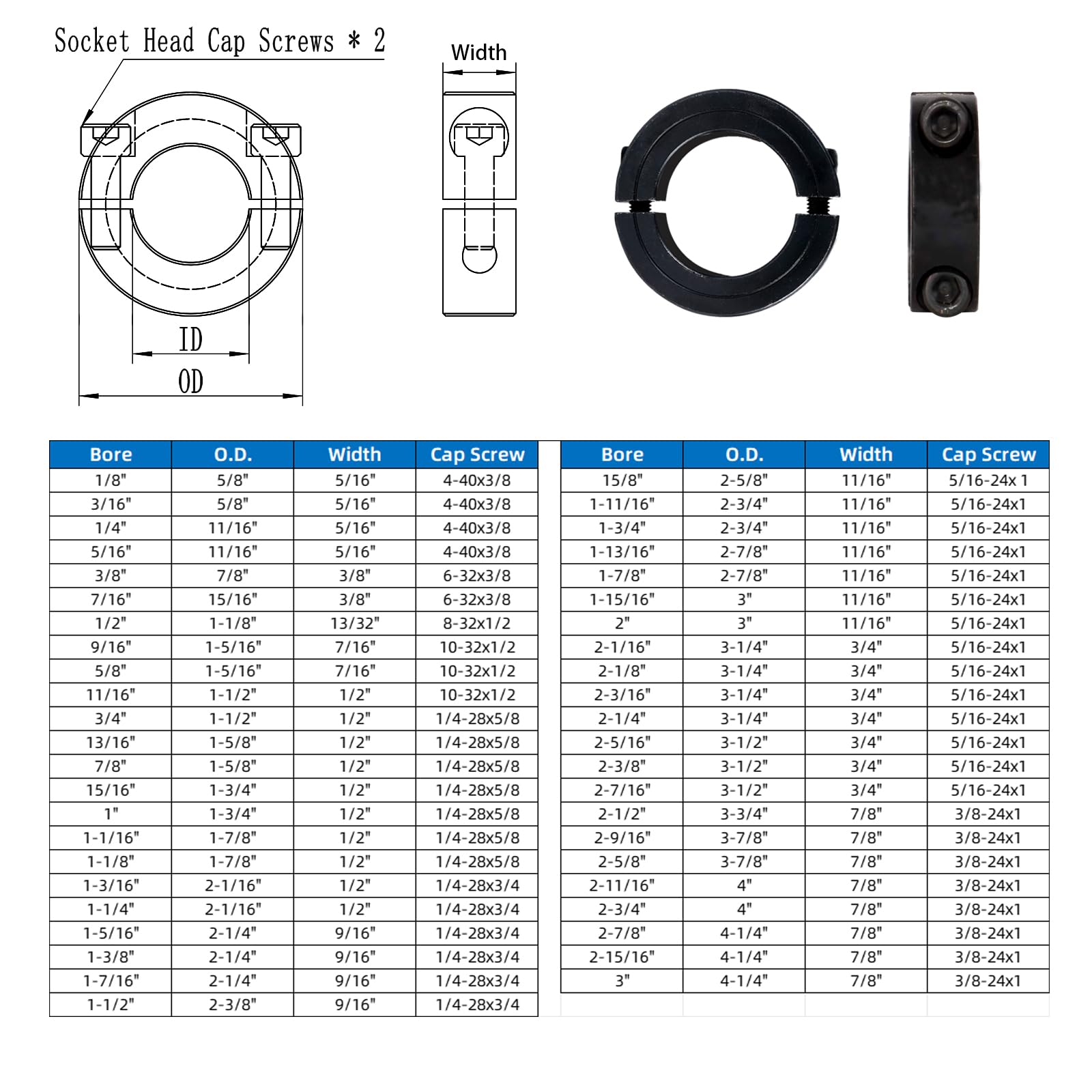 AOWEITAL Shaft Collars - 4 Pack 1045 Steel -6