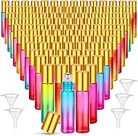 Vista 11 de 96 botellas de rodillo de aceite esencial de 0.3 onzas líquidas, botellas vacías de vidrio con bolas de acero inoxidable, protección a prueba
