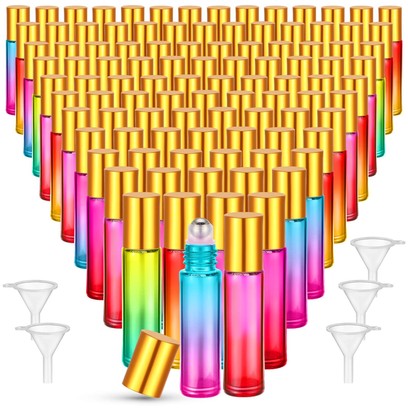 96 Pcs 10ml Perfume Oil Roller Bottles, Essential, Gradient Color