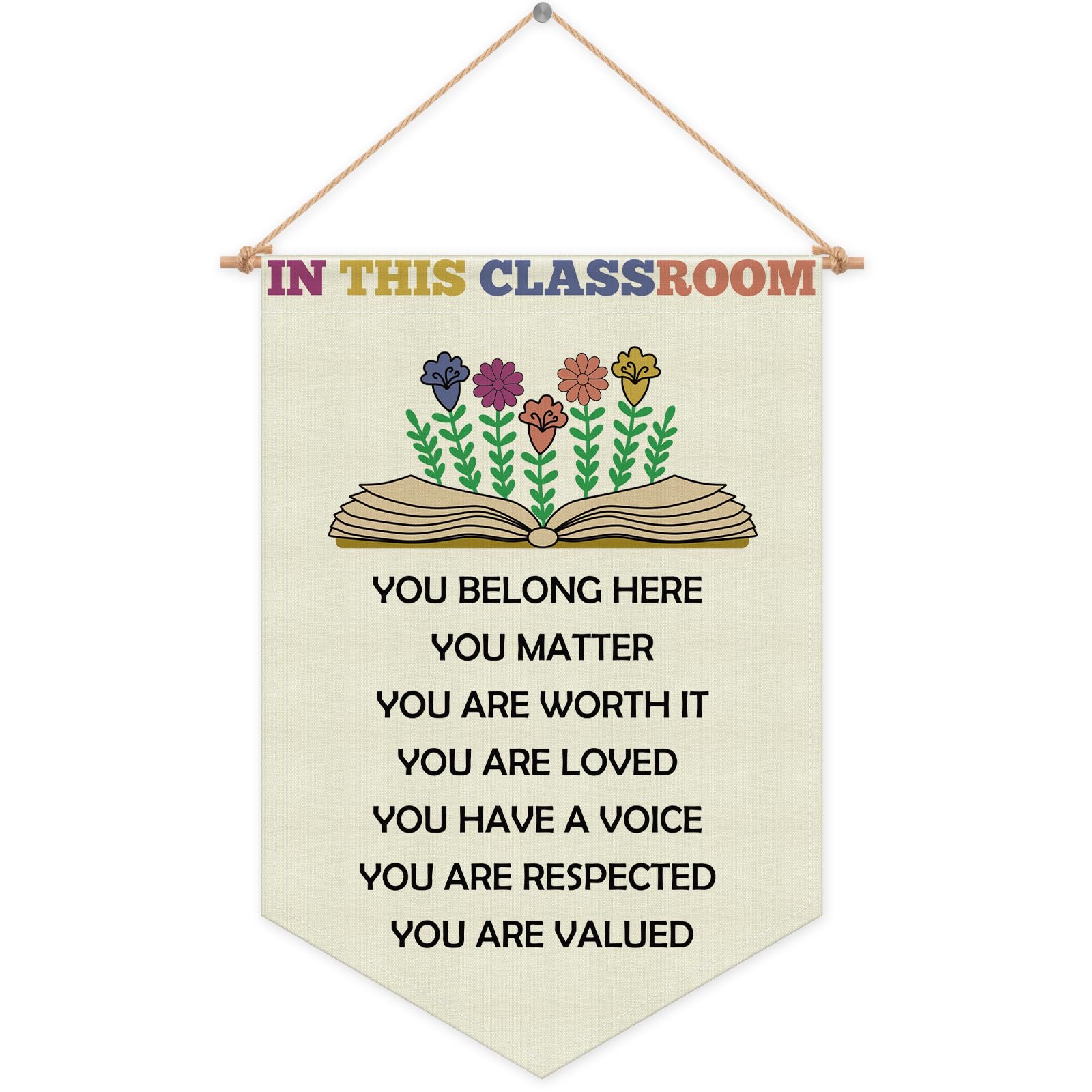 Inspirational Classroom Wall Decor Hanging Pennant Flag Banner inspirational wall decor for classroom Positive Quotes Gift for Nursery Playroom Game Room Front Door Kids Christmas Birthday Gift