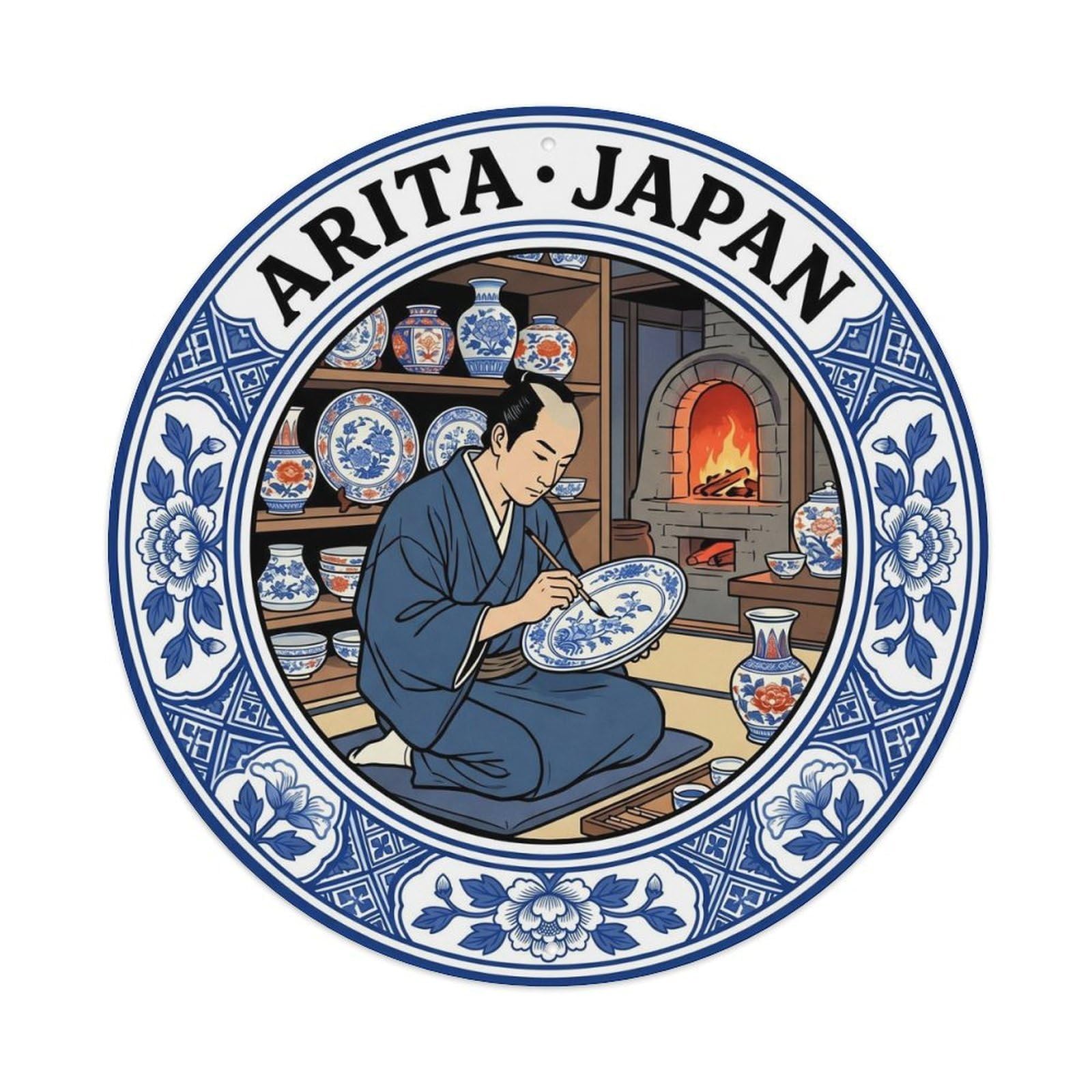Imari Arita Porcelain Folk Culture Pottery Market Metal Tin Sign