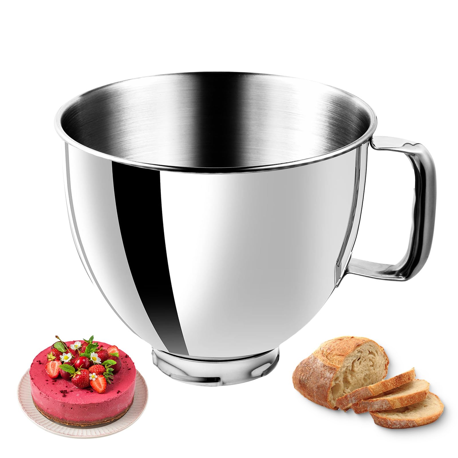 5QT Heavy Duty Stainless Steel Mixer Bowl for KitchenAid Artisian&Classic Mixers, Compatible With 4.5-5 Quart KitchenAid Tilt-Head Stand Mixers