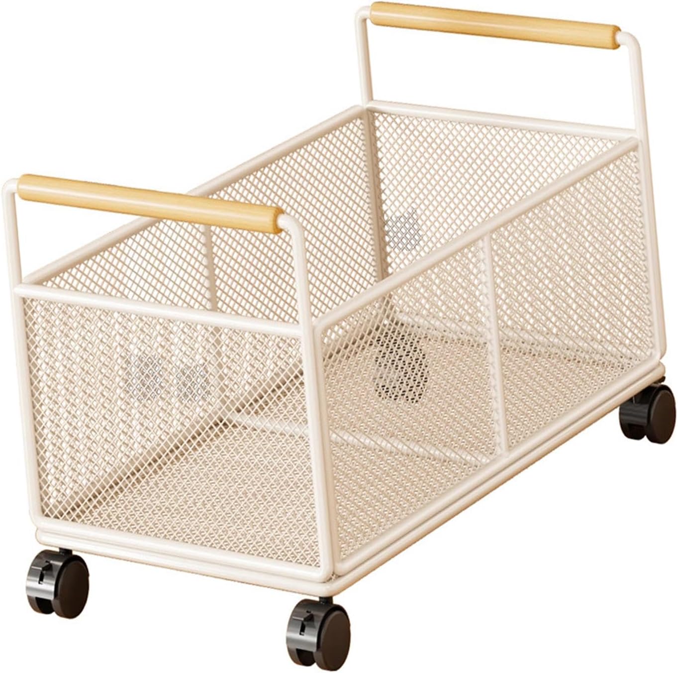 Mesh Rolling File Cart with Wheels, Movable Bookshelf Organizer, 11.81x11.81 Inch Book Storage Cart for Office Home Kitchen Bathroom- M