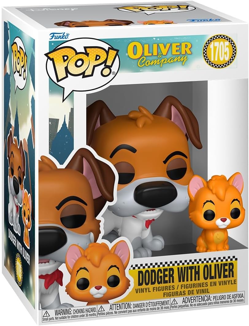 POP! & Buddy: Disney Oliver & Company - Dodger (1 in 6 Chase Chance) | Official Merch - Collectable Vinyl Figurine for Shelf Display - Birthday Gift Idea for Fans and Collectors