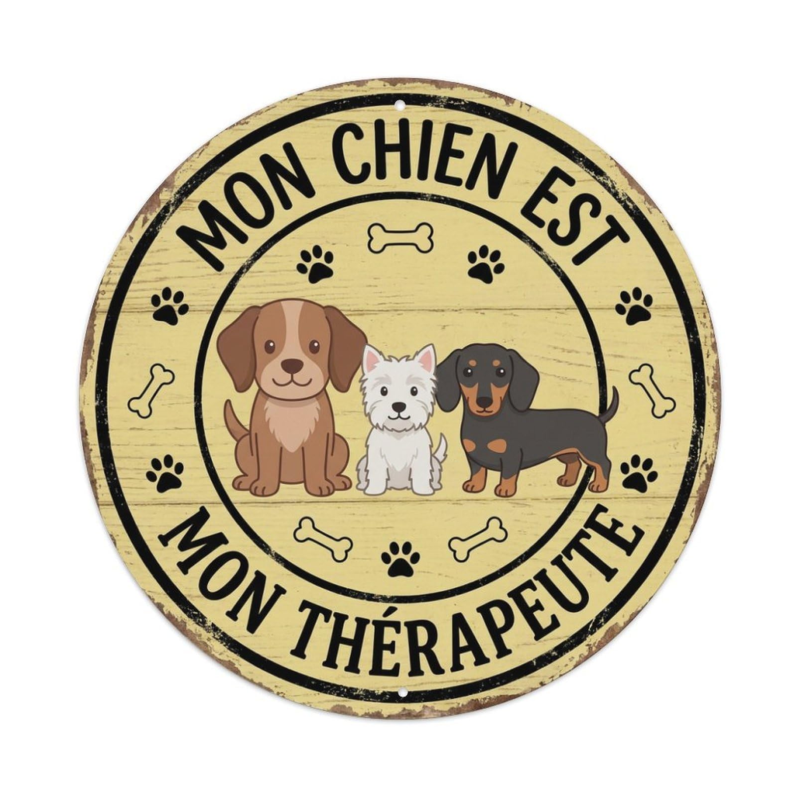 Fqcyn Style Dog Therapist Round Wall Hanging 1 Metal Tin Sign Plaque Wall Decor For Cafe, Club Bar, Office, Home Garden Round Metal Poster 8X8inch
