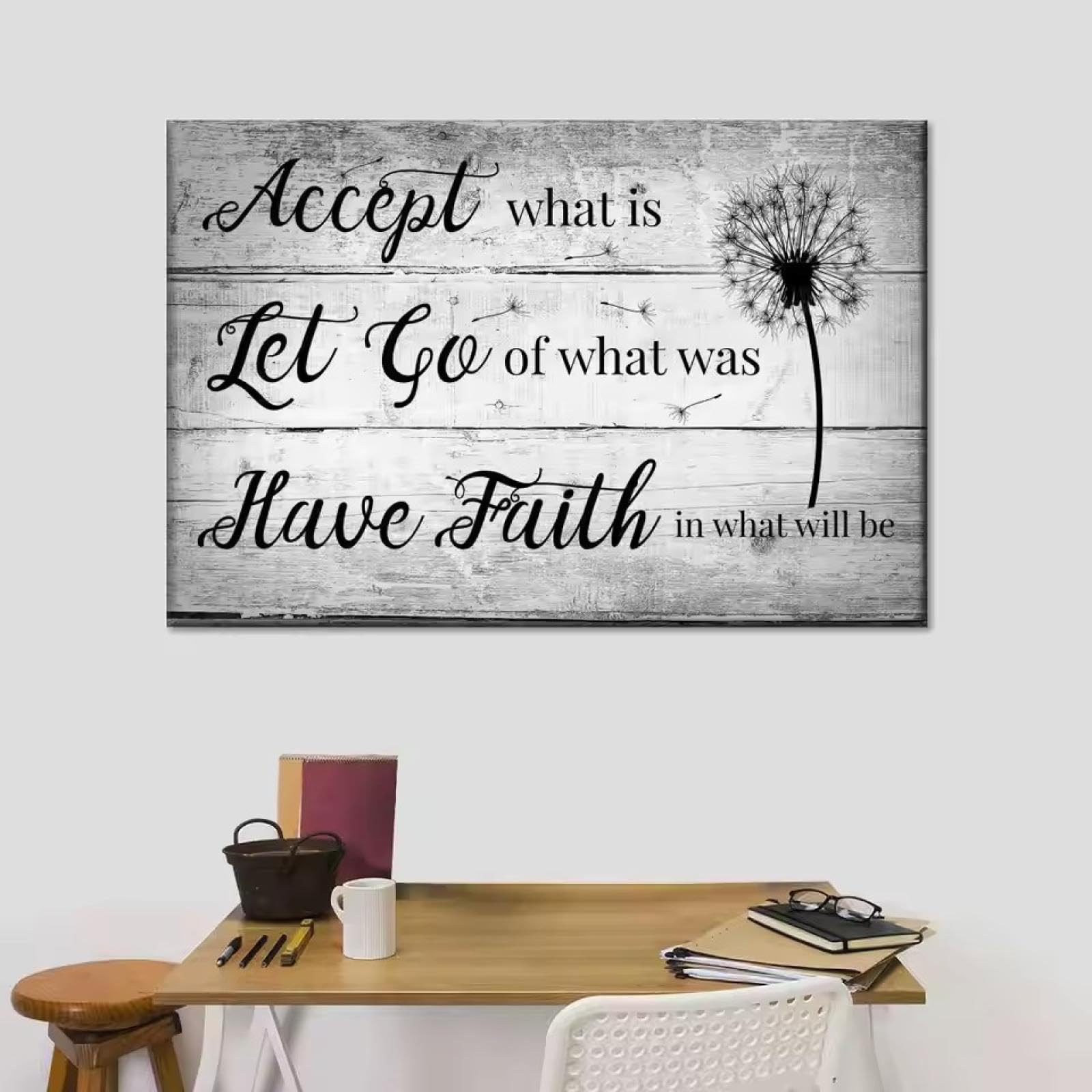 LMYCHENG Lienzo decorativo moderno en blanco y negro con frase Ten fe, póster familiar motivador, pintura para sala de estar, dormitorio, 70 x 100 cm, sin marco