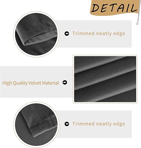 Miniatura 4 de LUSHLEAF 2 paneles de cortinas opacas de terciopelo gris de 84 pulgadas, paneles de cortinas opacas de terciopelo con aislamiento térmico para
