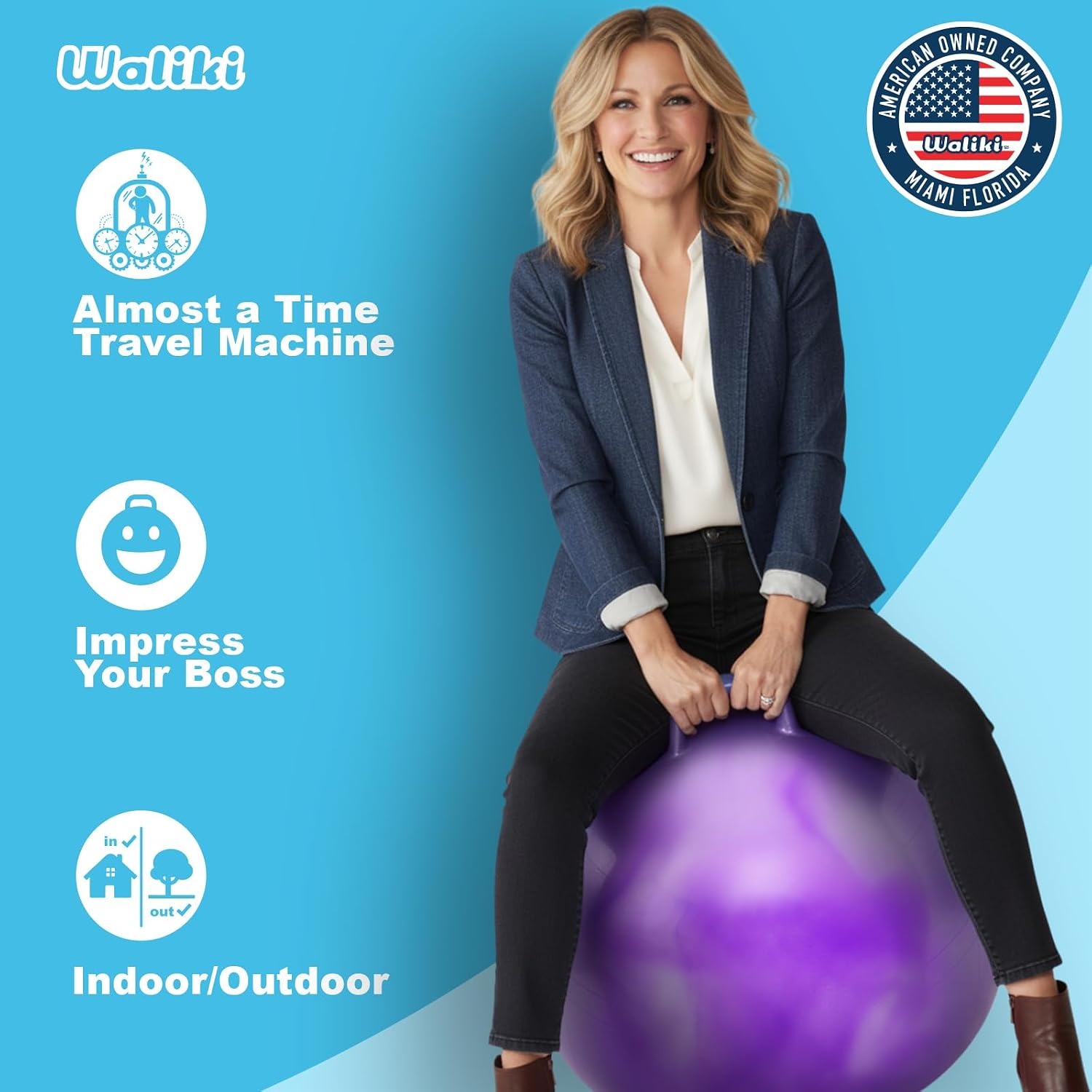 WALIKI Hopper Ball for Adults | Hippity Hop | Jumping & Hopping Toy | Sit & Bounce Therapy | 29” Purple (Ages 16–101)