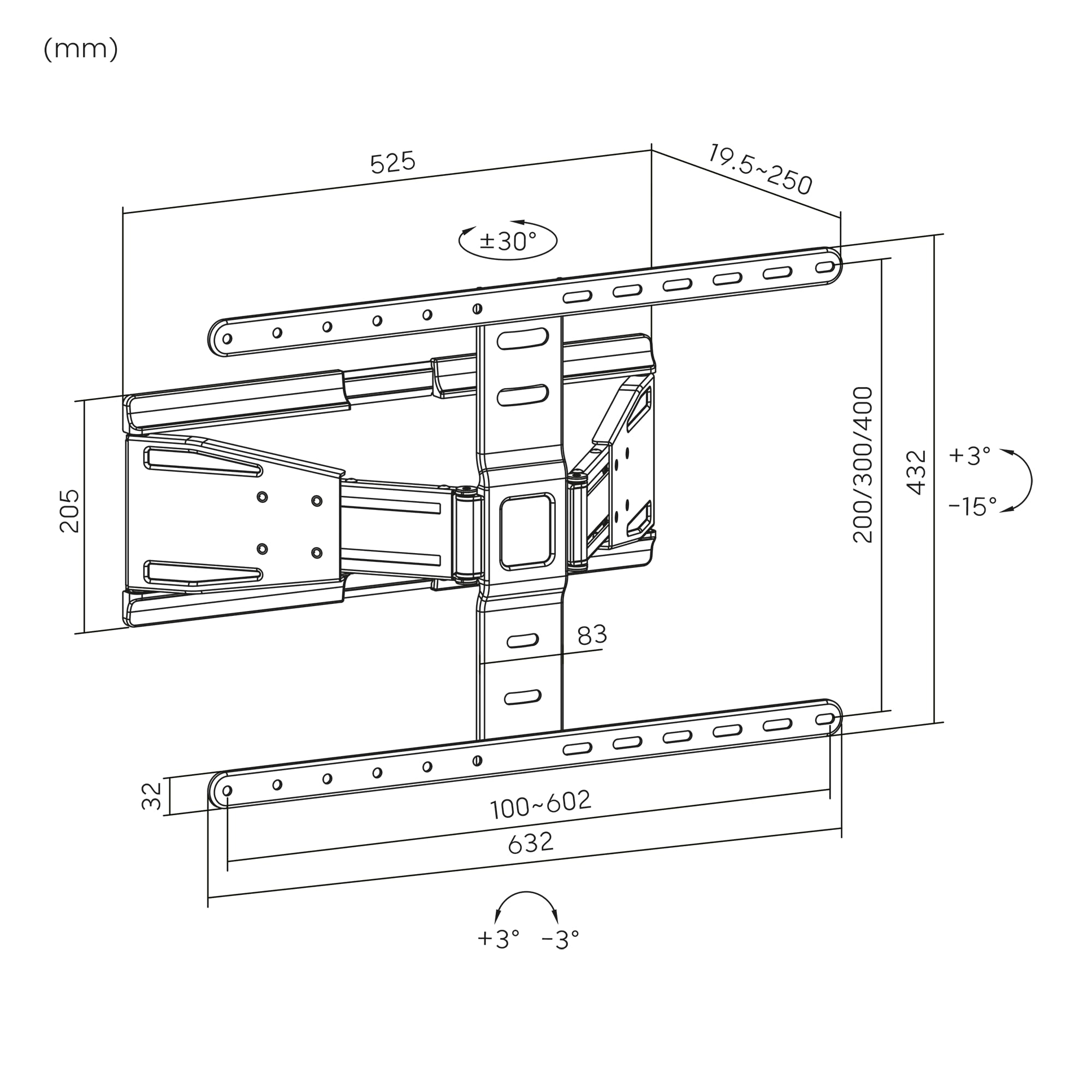 Kruger&Matz Soporte de Pared Universal Ultra Delgado 43"-90" Ajustable Vertical y Horizontal KM1308