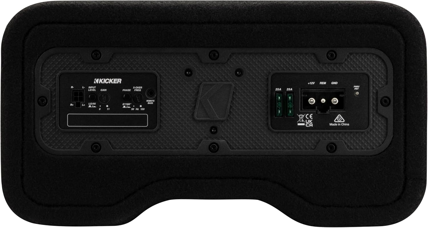 KICKER PL7TDF12 L7T 12" Powered Down Firing Subwoofer Enclosure (53PL7TDF12), 600-Watt RMS Built-in Amplifier, 12" Solo-Baric L7T Subwoofer