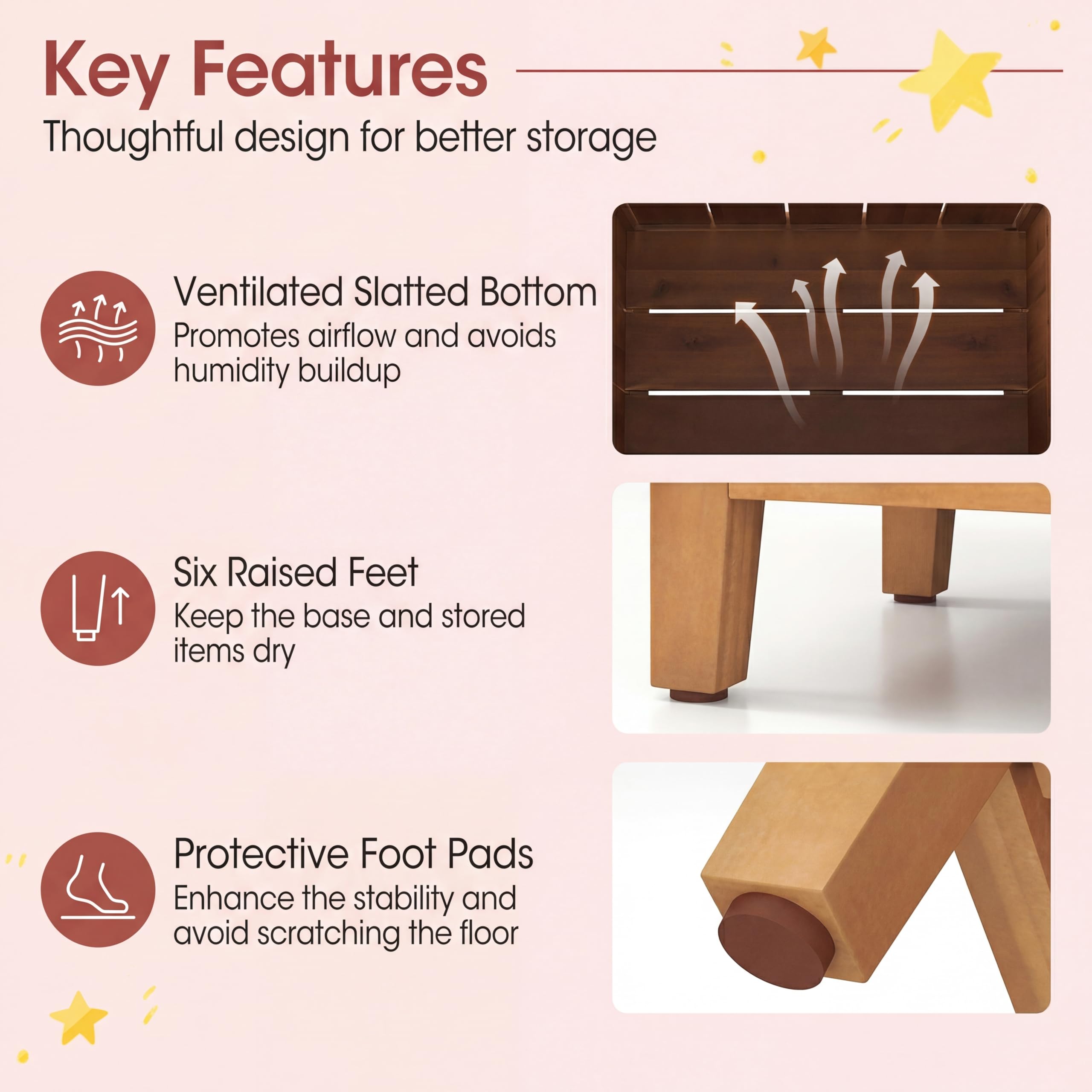 HOMASIS 2 in 1 Paketbox mit Pflanzkübel, Paketannahme mit Blumenkasten aus Holz, Auflagenbox mit Deckel & Gasdruckfeder, multifunktionale Aufbewahrungsbox für Terrasse & Garten, Natur