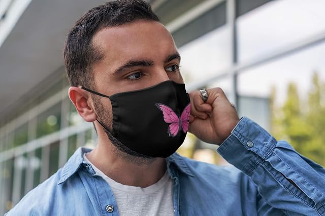 Foto 5 de 6 de Máscara de 100% algodón elegante con diseño de mariposa rosa