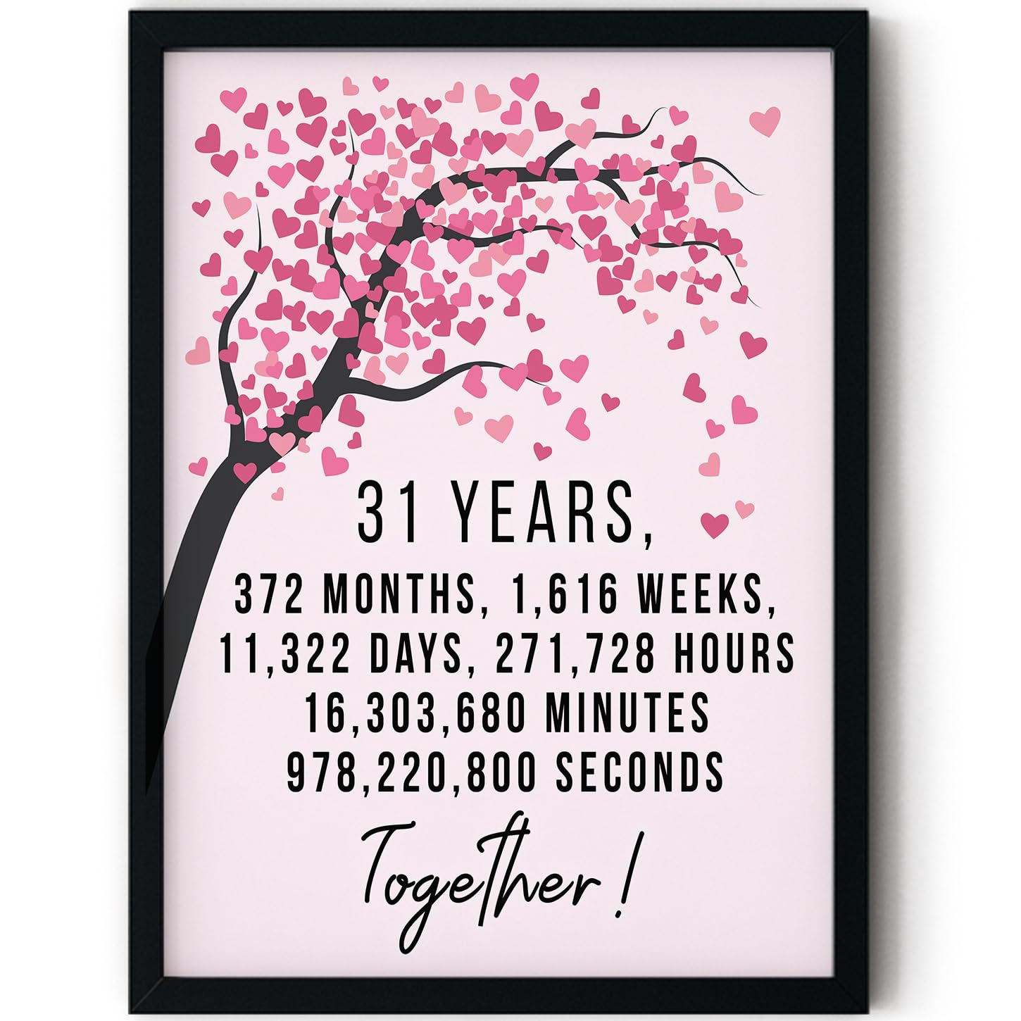 Stuff4 Women's 31 St Anniversary Poster Framed, Years 372 Months