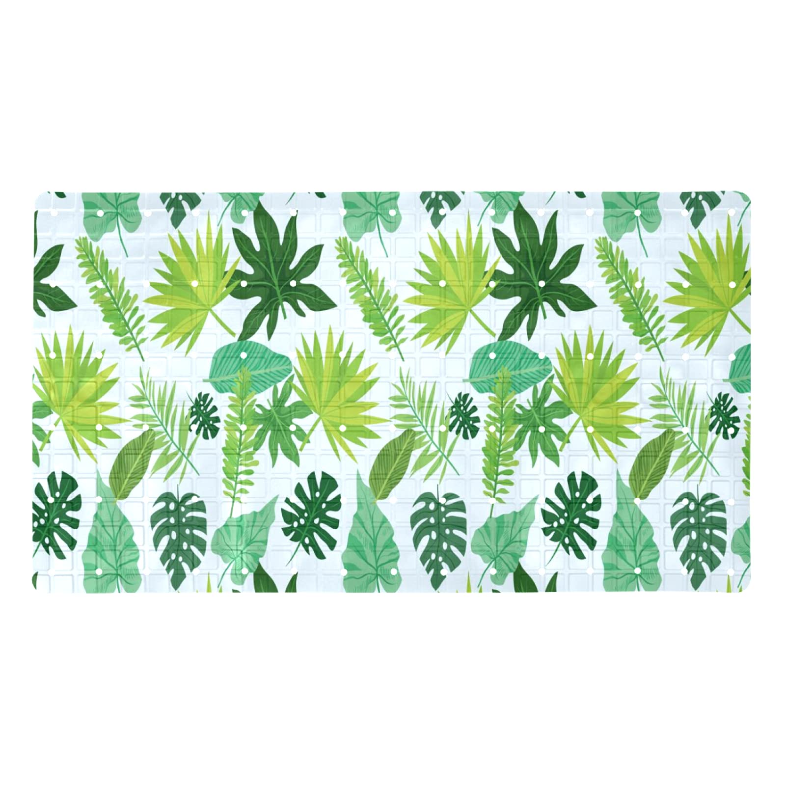 Tapis de bain antidérapant douche baignoire feuilles exotiques 120 ventouses