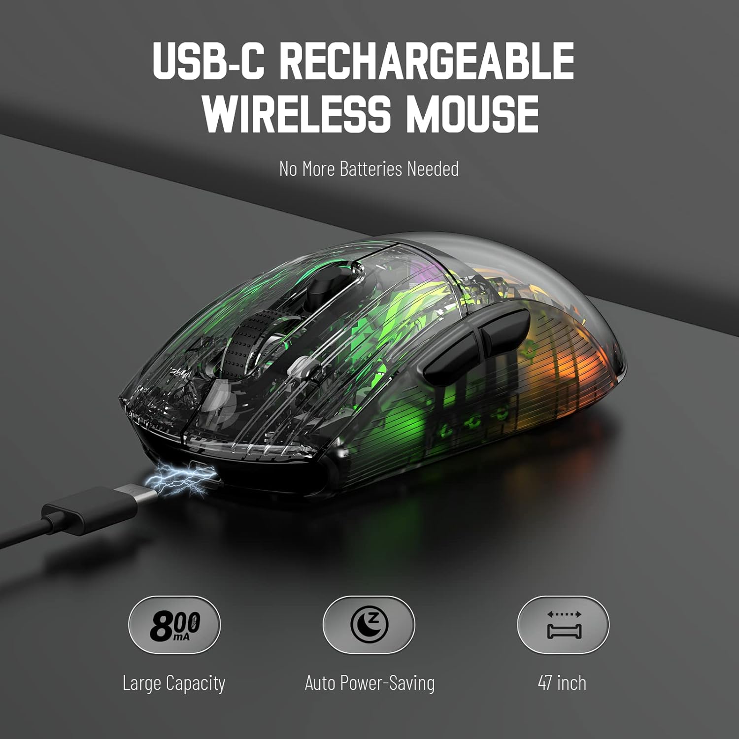 ATTACK SHARK X2 mouse connected via USB-C cable for charging