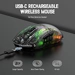 Wireless Gaming Mouse PC Transparent Shell Computer Mice with Tri-Mode BT5.0/2.4G/USB-C,3D RGB Lighting,Ergonomic 7 Buttons Programmable,Rechargeable Mute Mouse for PC Laptop Tablet PS4 PS5 Xbox one