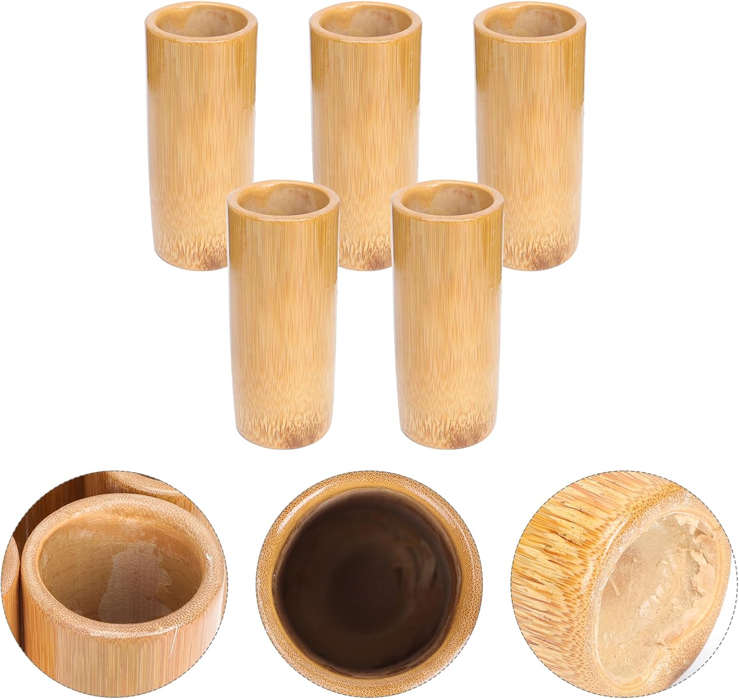 Angoily Bamboo Fire Cupping Set 5Pcs Body Massage Suction Cups for Home Therapy and Muscle Relaxation Natural Bamboo Material 3.93X2.36X2.36 Inch Each