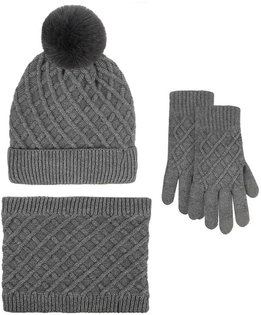 Outdoor Travel Warm And Cold Proof Thick Hat Scarf Gloves Three Piece Set Scarves