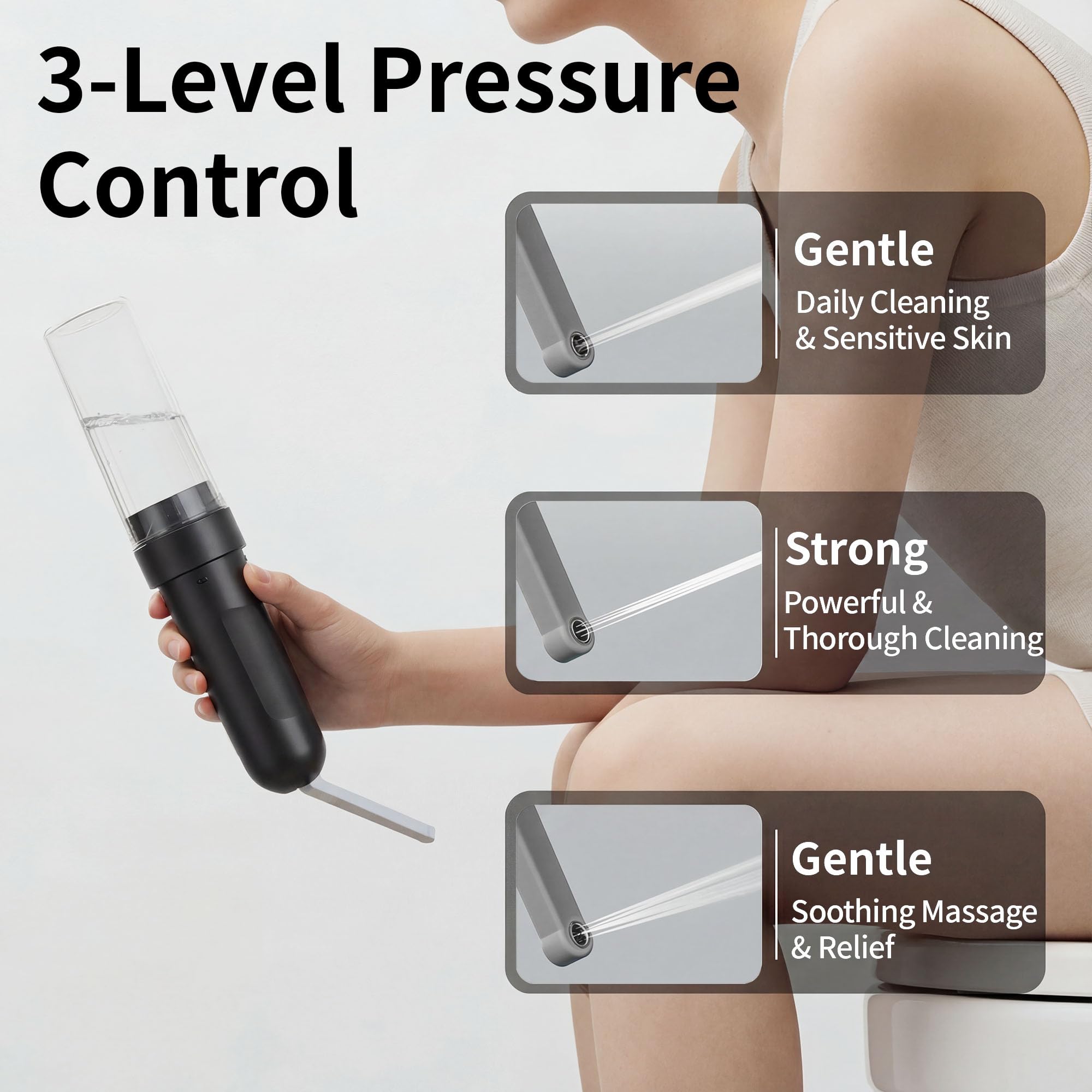 Tragbares Bidet für Reisen, persönliche Hygiene-Sprühflasche für Damen und Herren, mobiles Bidet, tragbar für Toilette, elektrischer Handheld, Hochdruck, faltbar, USB-C batteriebetrieben