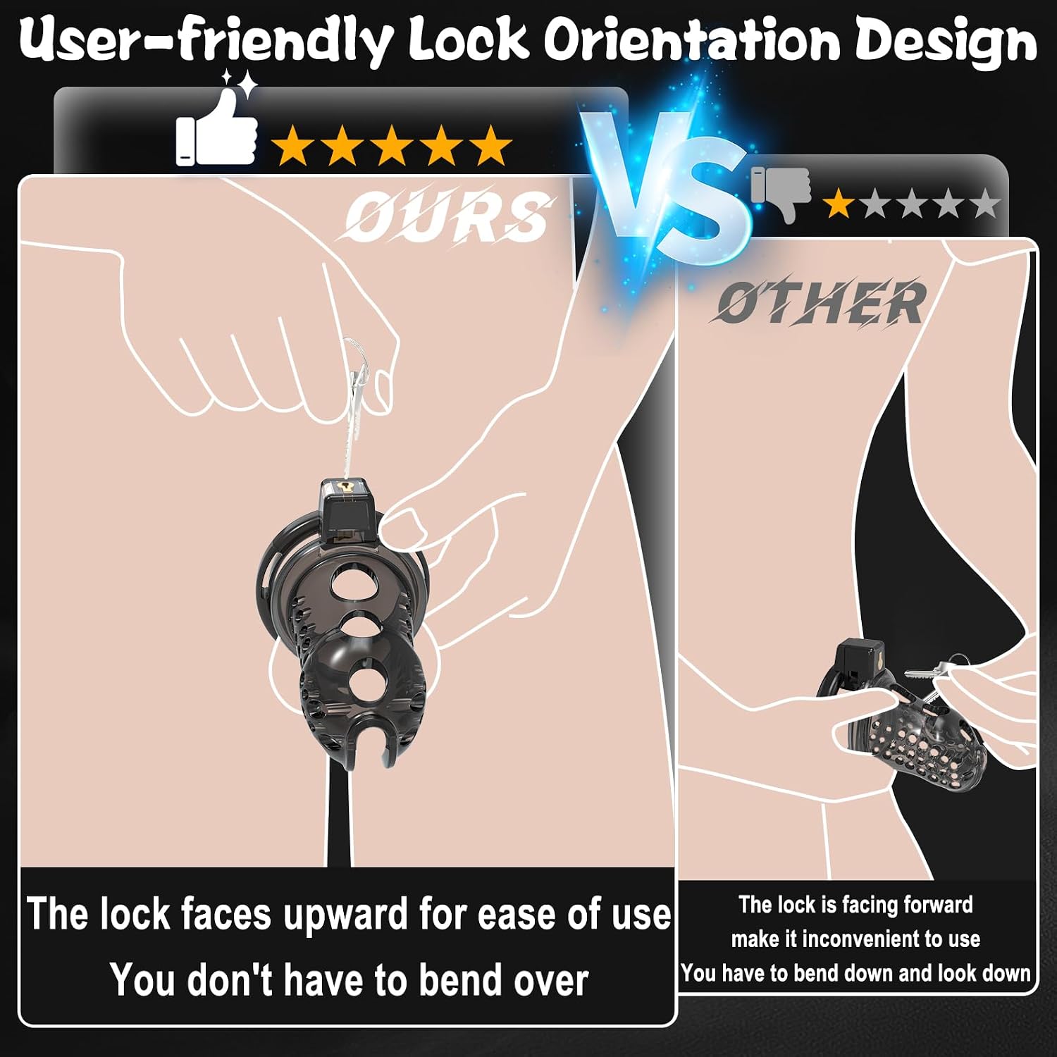 Male Sex Toys Chastity Cage with Elastic Chastity Belt & Invisible Lock - Zopokeng 4 Ball Ring Sizes, Ultralight Cock Cage for Comfort Fit Long Term Wear, BDSM Adult Toy Bondage Penis Cage (Black, L)