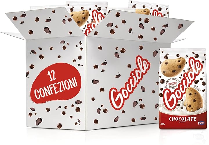 Pavesi Biscotti Frollini Gocciole Cioccolato, 12 Pack da 500 g Senza Olio di Palma