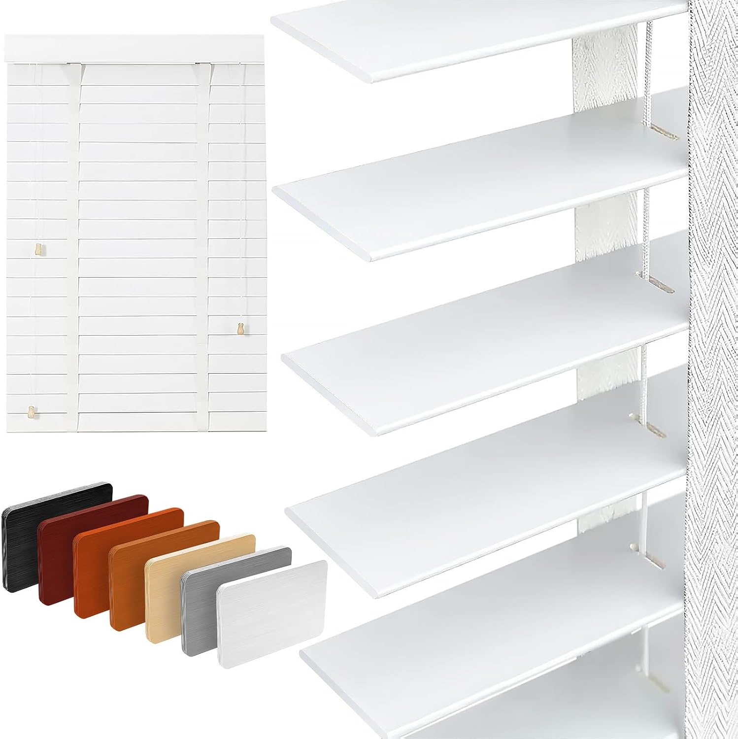 2" Slats Wood Blinds for Indoor Windows: Solid Wooden Blackout Blinds & Shades,Black Out Privacy Horizontal Blinds for Home Bedroom Bathroom Living Room Windows and Doors 22.5" WX72 H White White 22.5"W*72"H