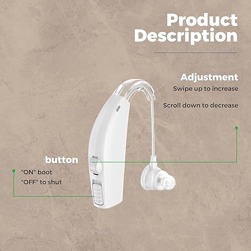 Miniatura 4 de Amplificador auditivo digital (par de 2) amplificador de sonido de mejora auditiva personal, amplificador auditivo digital recargable con batería de