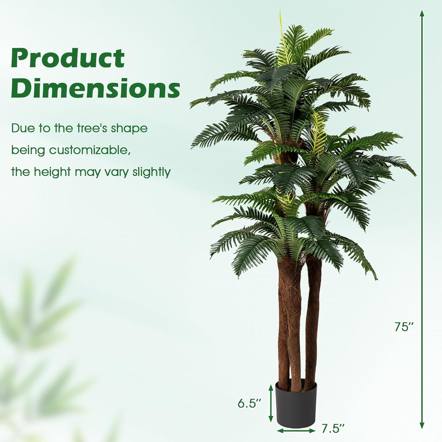 Goplus 2 Pack Artificial Palm Tree, 6.3 ft Tall Fake Tropical Plant with 45 + 3 Adjustable Leaves, 3 Real Barks & Moss, Indoor Faux Pre-potted Floor Plant for Home Office Decoration, Housewarming Gift