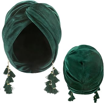 Women Turban,Cozy Polyester Velvet Turban Hats,Indian Turbans Hats Head Wraps Beanie,African Cap for Women