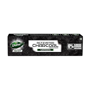 DABUR Herb'L Activated Charcoal Toothpaste-120G|Black Gel Toothpaste|Whitening Toothpaste|Fluoride Free|Fights Plaque&Extrinsic Stains|With Power Of Charcoal&Mint|Cool&Refreshing Mouth Experience
