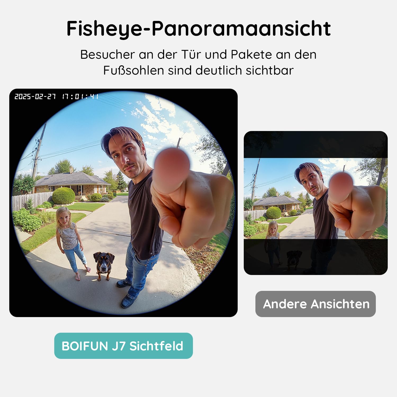 BOIFUN 2K WLAN Video Türklingel mit Kamera, Funkklingel mit Kamera,Alexa-kompatibel, 180° Ultrabreiten Sichtfeld, 2-Wege-Audio,AI Bewegungserkennung, Ohne ABO, 2,4GHz, IP65