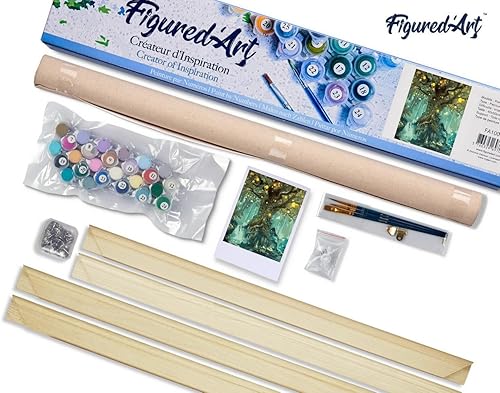 Vista 384 de Figured'Art - Juego de pintura por números, lienzo enrollado sin marco, para manualidades, para adultos, 16 x 20 pulgadas, jarrón de peonías