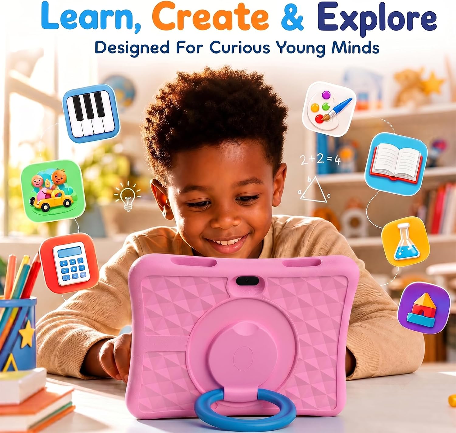 Kids Tablet 10 Inch Android Tablet for Kids Comes with a Shock-Resistant Protective Case, 8GB RAM 32GB ROM Tablets Supports 1TB MicroSD, 6000mAh Battery Dual Cameras 5G Wifi6 Android Tablets with Case image 5