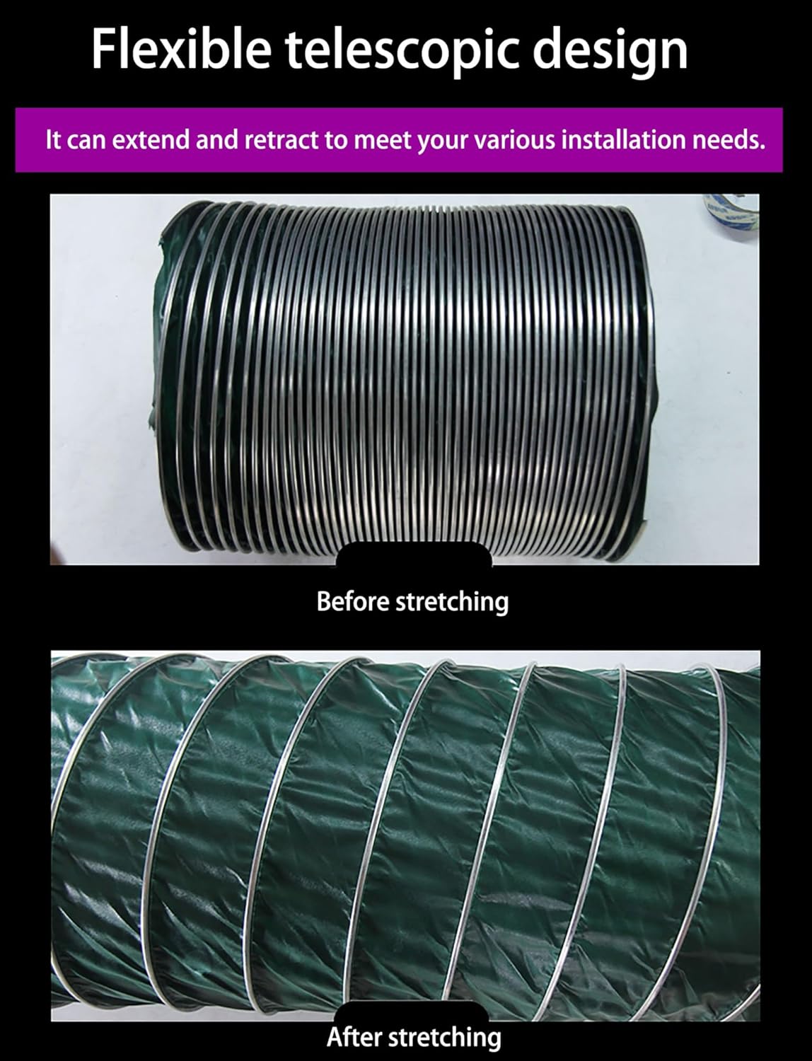 Flexible Air Duct Hose - Heat & Flame Resistant Ventilation Pipe for Dryer & Bathroom Fan - Triple-Proof Design for Optimal Airflow & Safety, 4-inch Diameter