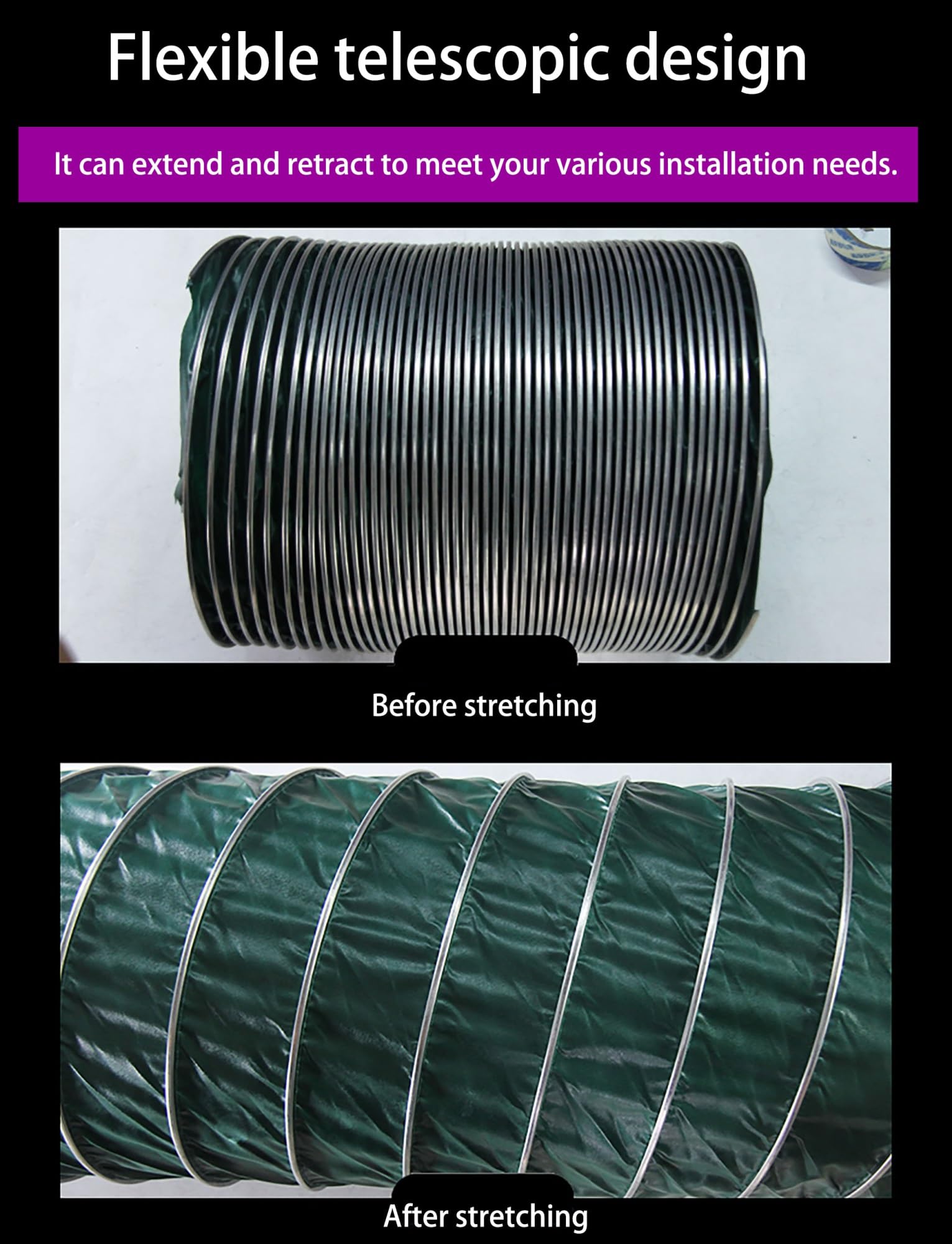 Manguera de conducto de aire expandible de alta resistencia, ventilación flexible ignífuga para secadora, campana extractora, ventilador de baño, 9 metros (diámetro 35,5 mm x 900 cm)