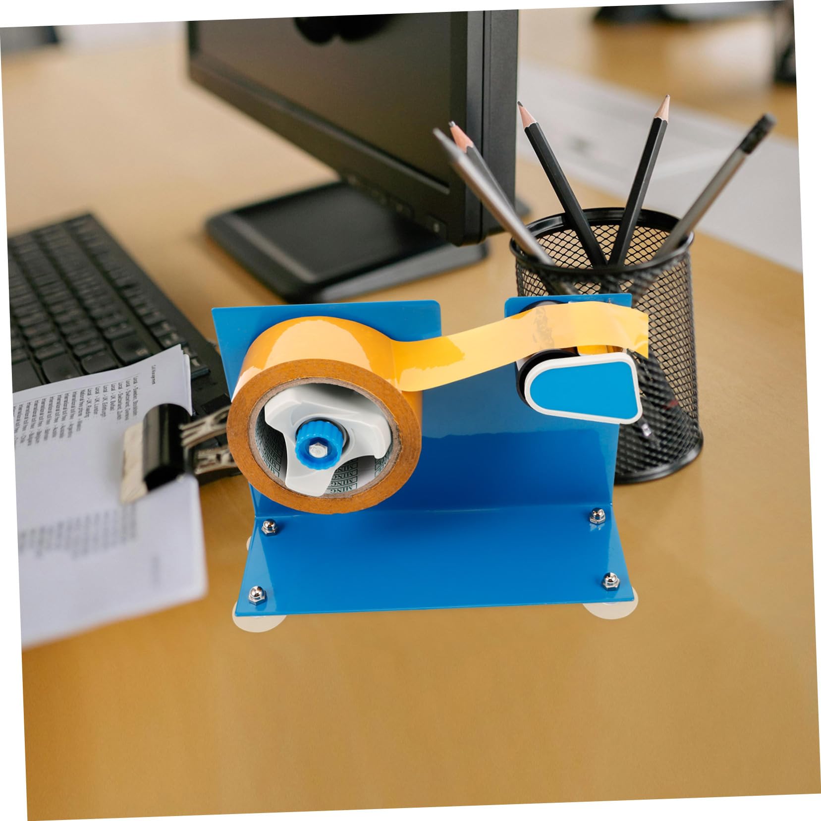 OSALADI Tisch Klebebandabroller mit Saugfuß Eisen für Klebebänder bis 5cm Breite und 19cm Außendurchmesser für Büro und Zuhause