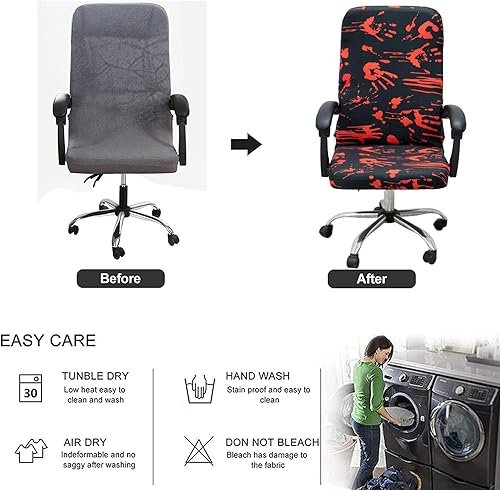 Miniatura 3 de ACOFRR Fundas para silla de oficina de Halloween, calabazas espeluznantes, fantasmas, dibujos animados, calaveras de terror, funda elástica para