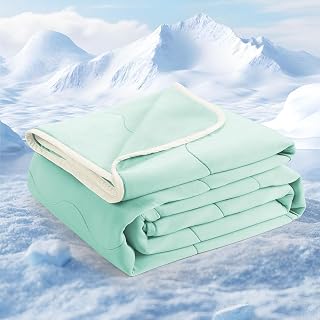 jiaao Cooling Comforter Queen Size, Cooling Blanket for Hot Sleepers, Breathable Ice Blanket Q-Max > 0.4, All-Season Lightweight Bedding Comforter for Night Sweats (Green, Queen90“*90”)