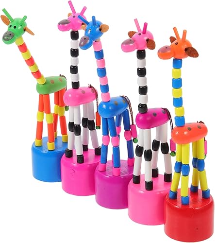 Miniatura 9 de Gadpiparty Juguetes de marionetas de jirafa de madera, juguetes coloridos de dibujos animados de jirafa para pulgar, marionetas de dedo de jirafa,